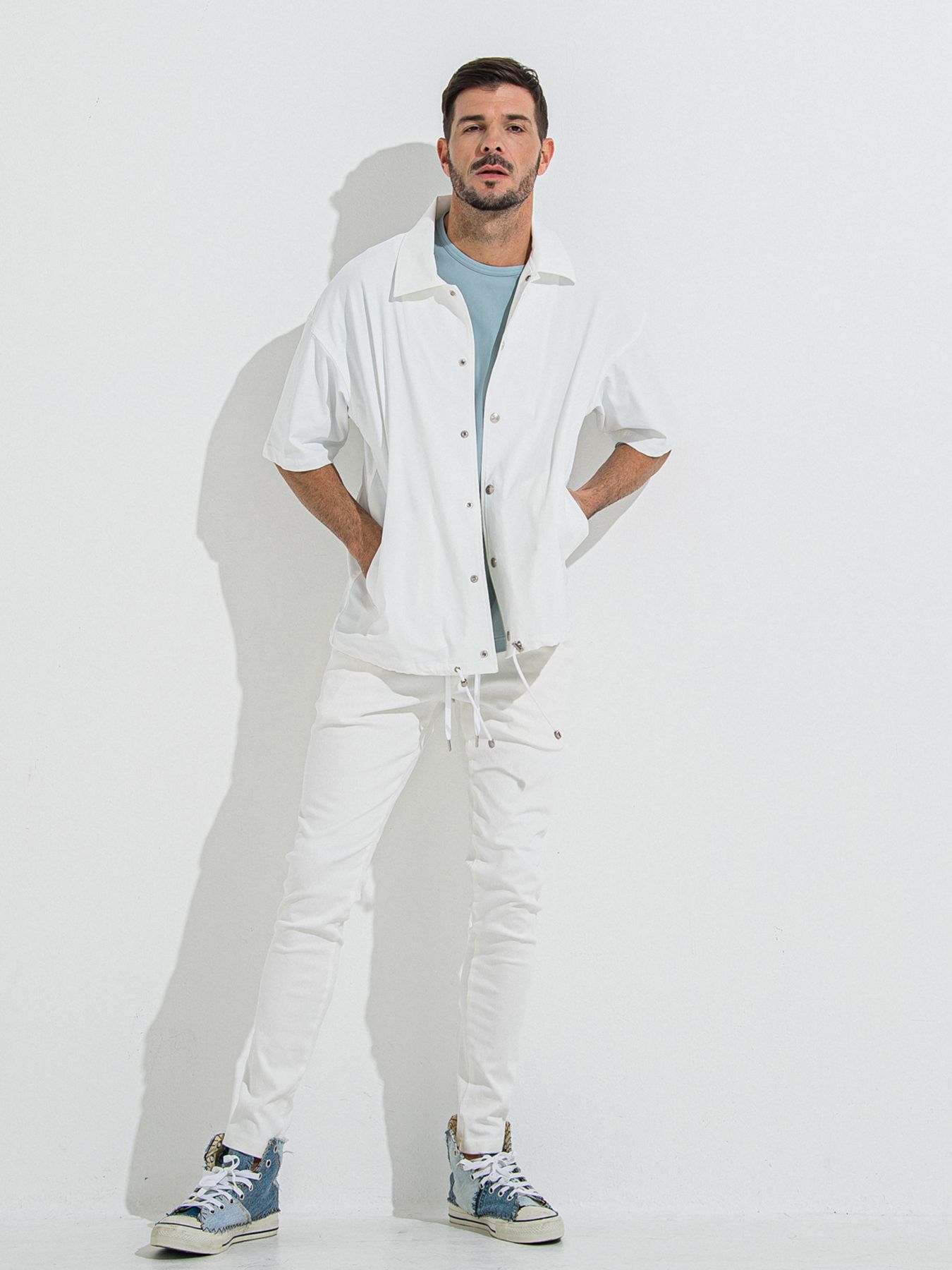DENIM JERSEY CHRIS EASY TUCK PT / デニムジャージクリスイージータックパンツ / ホワイト