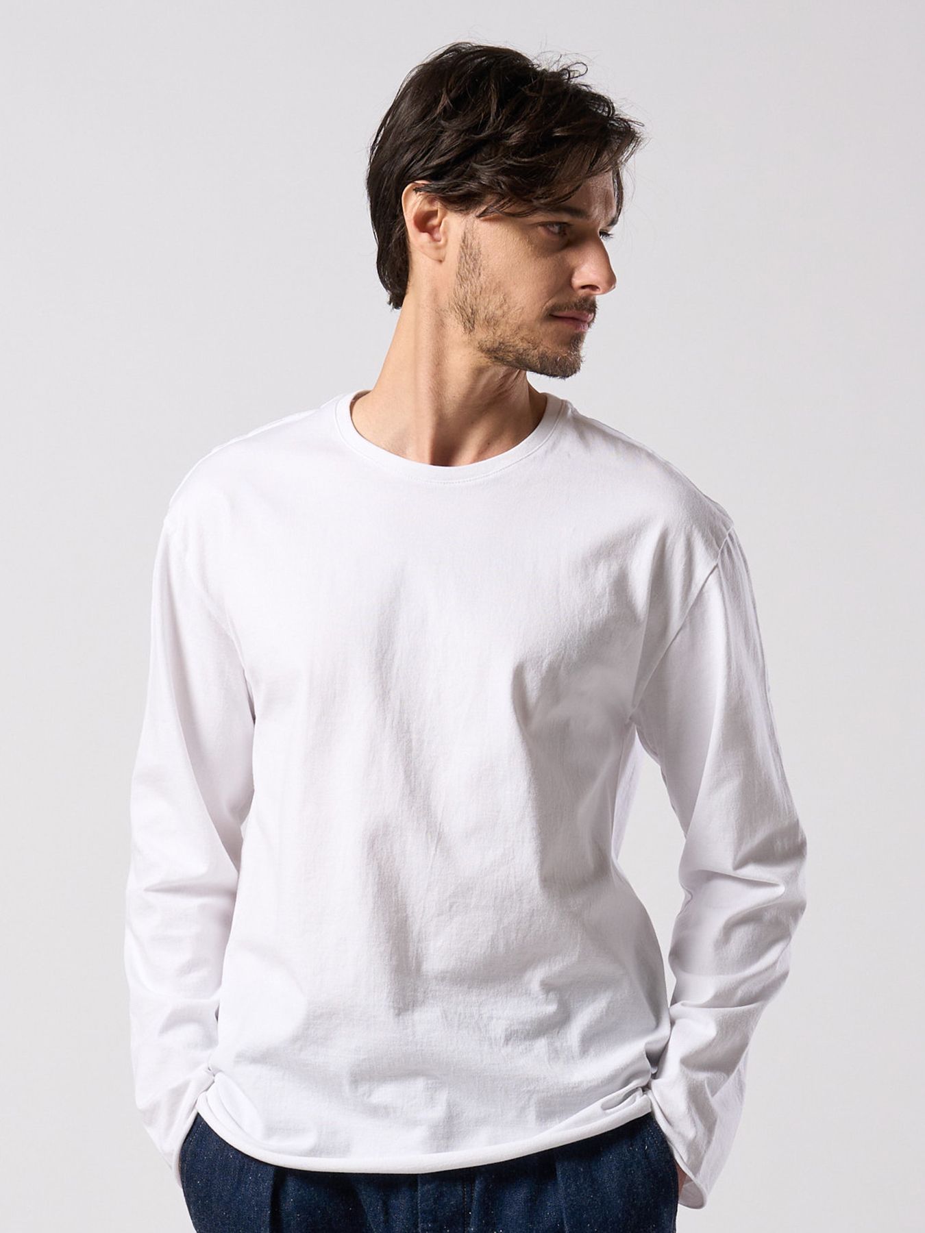 【予約品 4月19日(日) 18時締切】cut-off crew-neck L/S / カットオフ クルーネック ロングスリーブ / ホワイト