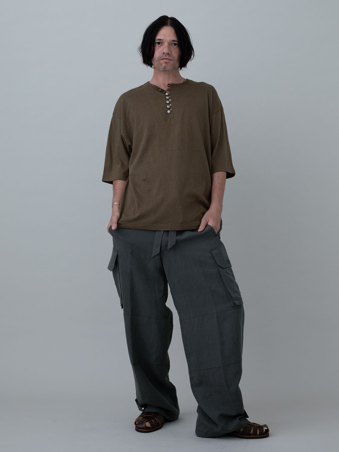 【予約品 11月23日(日) 締切】EUROHENRY / コットンリネン ヘンリーネック / BEIGE