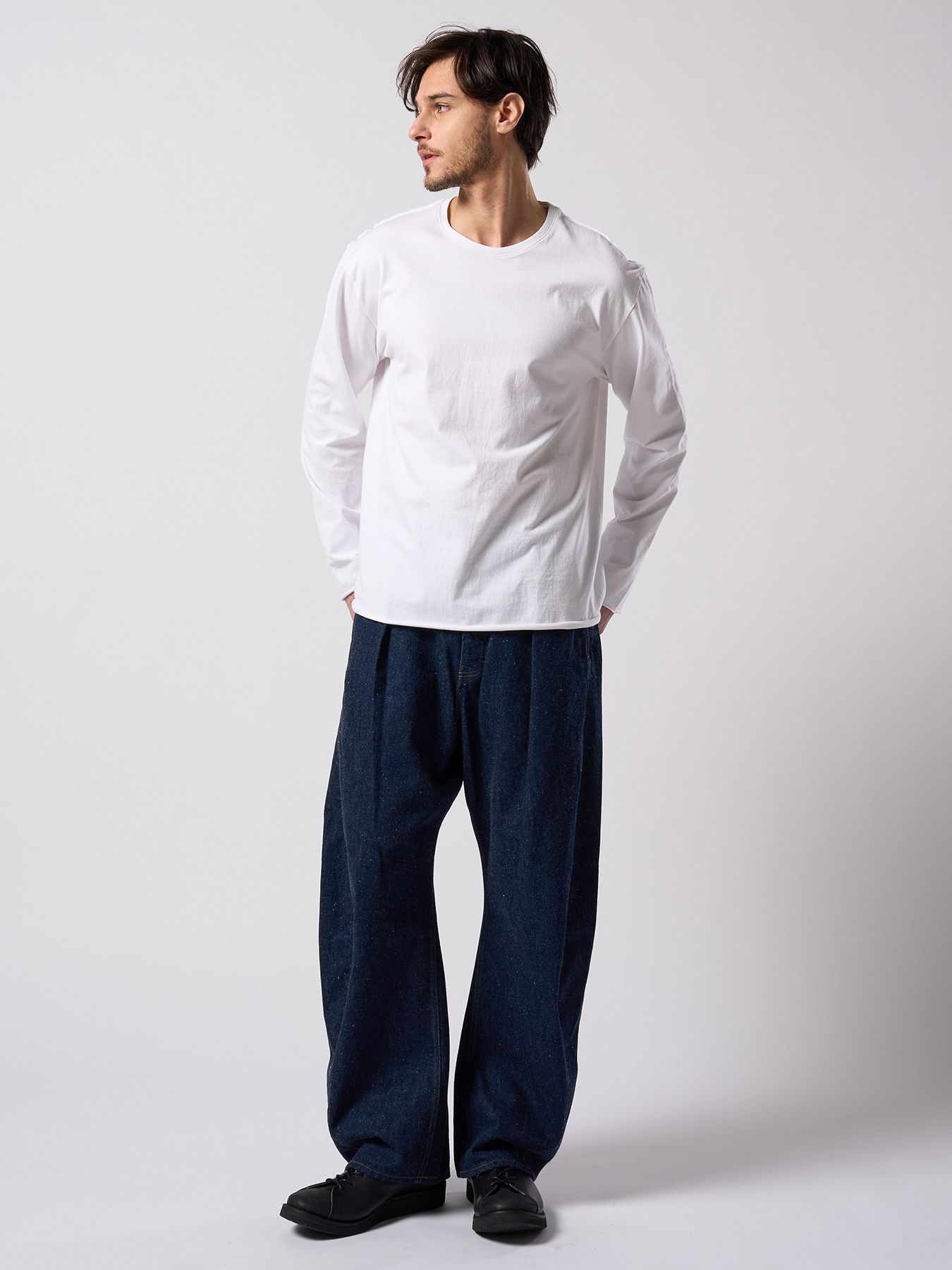 【予約品 4月19日(日) 18時締切】cut-off crew-neck L/S / カットオフ クルーネック ロングスリーブ / ホワイト