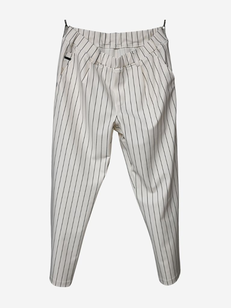 《予約11月17日19時締め》 CHRIS EASY WIDE TUCK PANTS / ワイドタックパンツ / ホワイト・ストライプ