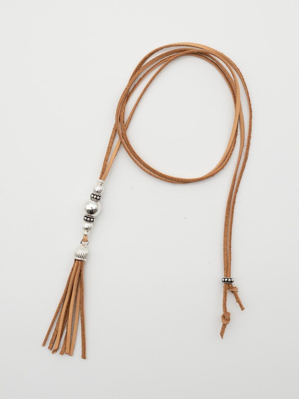 《予約品》 SILVER TASSEL ネックレス   / キャメル / 即納