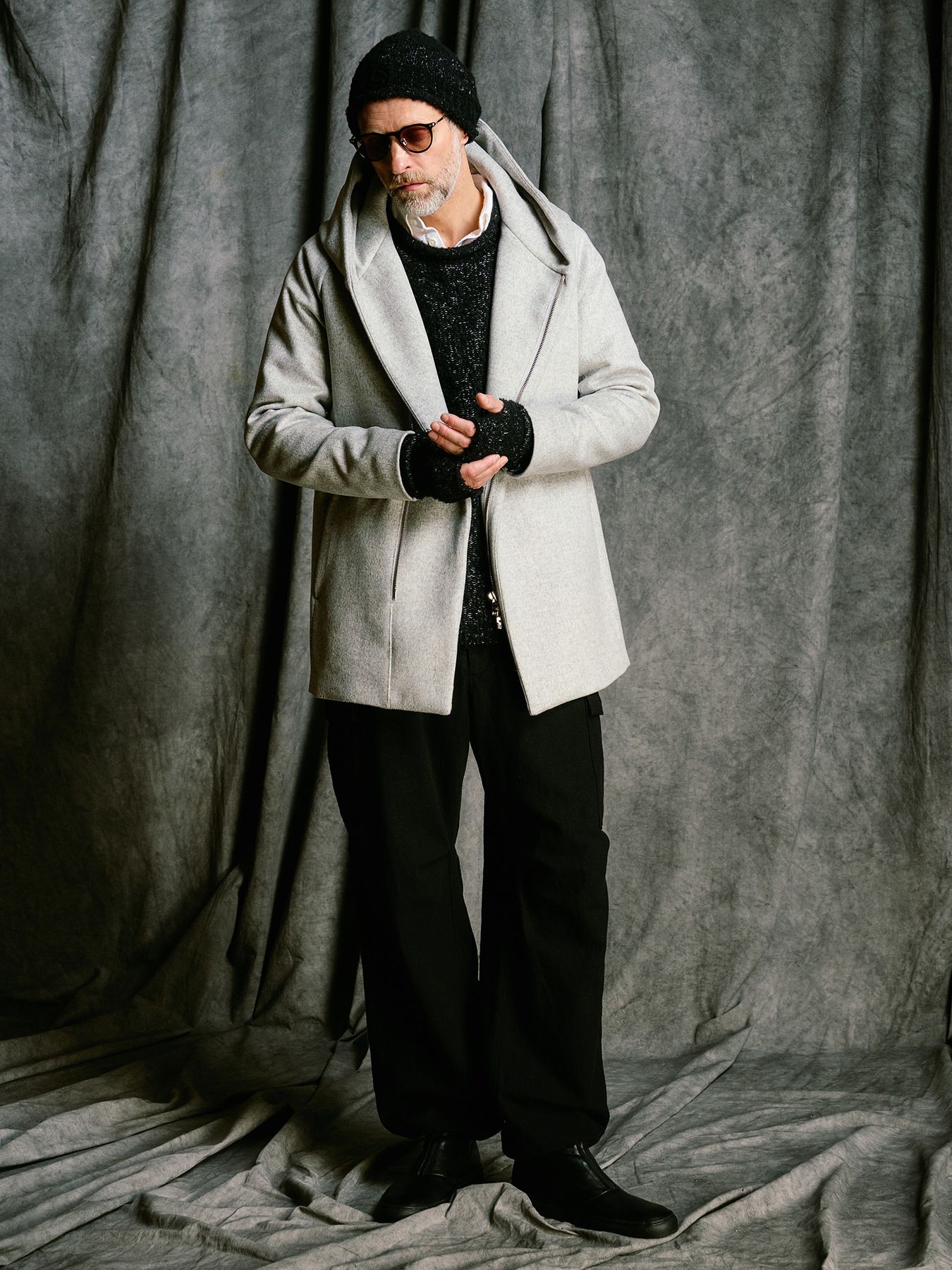 【予約品 4月19日(日) 18時締切】fancy yarn crew-neck knit / クルーネックニット / ブラック