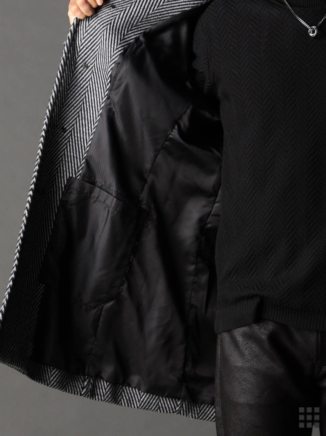 アラカルトハイブリットメルトン スタンドコート ヘリンボーン 【NICOLE CLUB FOR MEN】