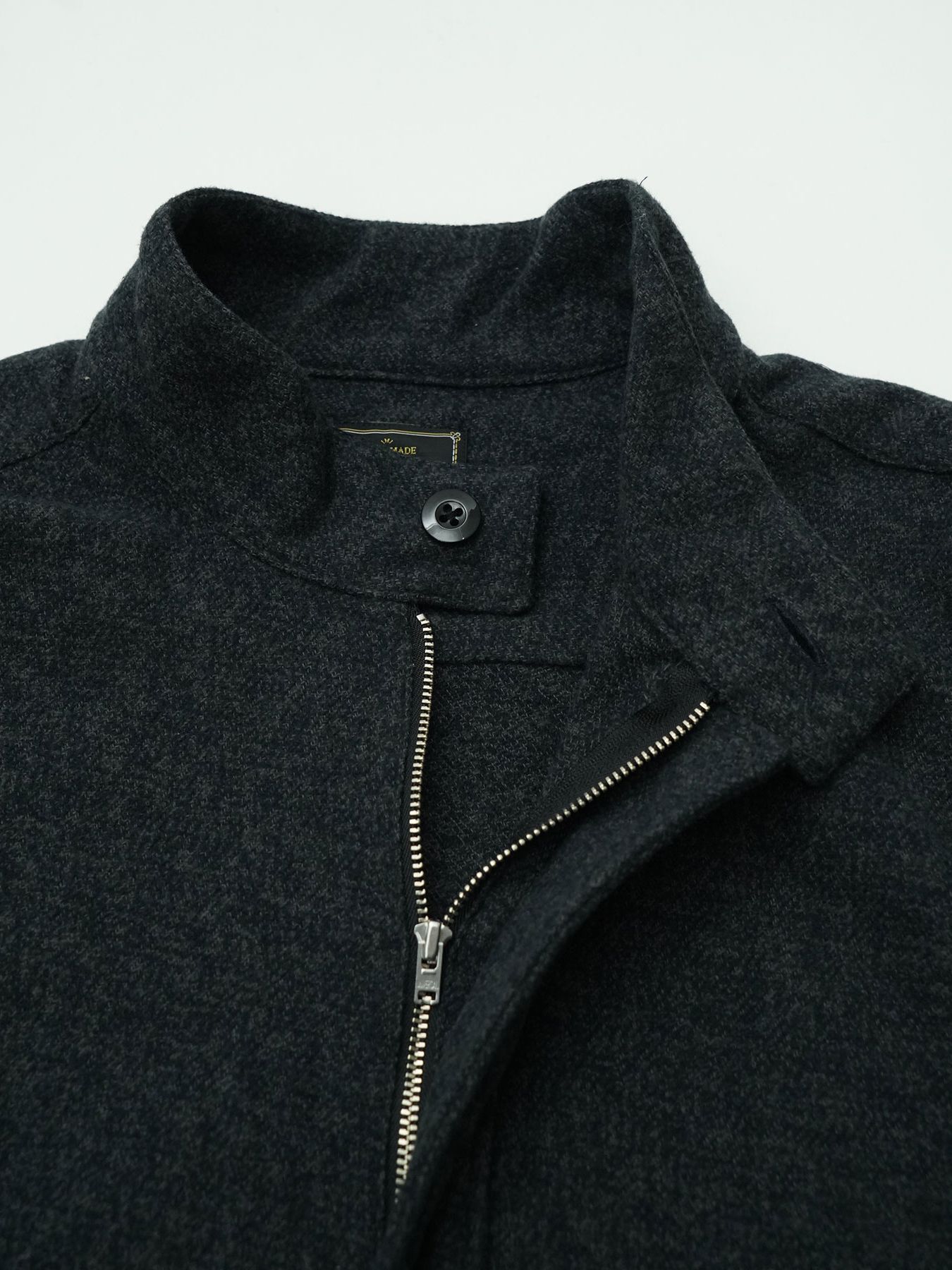 【予約品 】STANDPULL / ジッププルオーバーシャツ / チャコール× ブラック