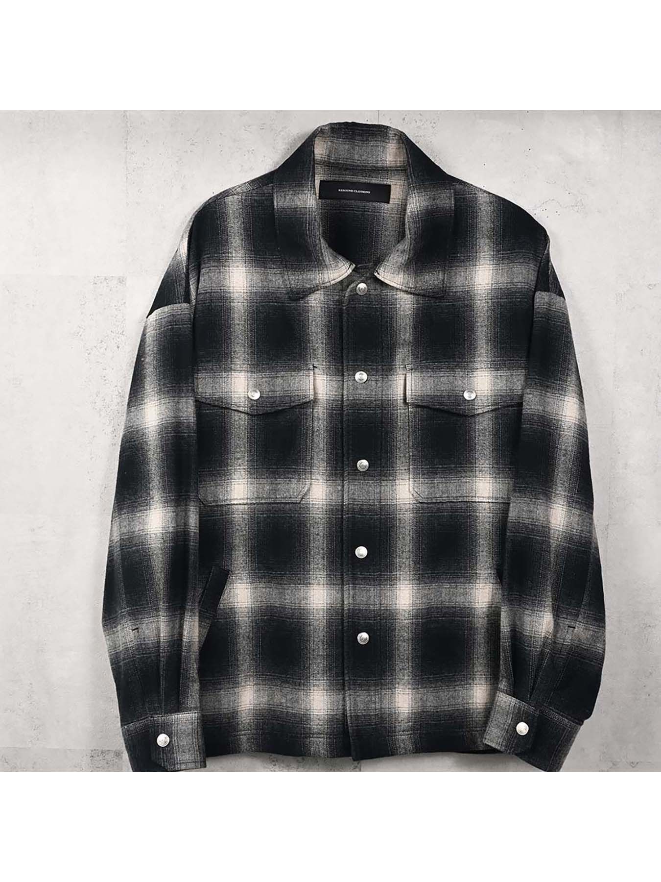 【予約品 8月31日(日) 締切】FLANNEL CHECK JK / フランネルチェック ジャケット / ブラック