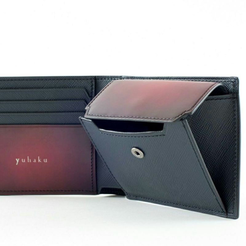 二つ折り財布 イタリア産ベビーカーフ × 国産牛革 WINE商品番号 YVP132【 yuhaku】