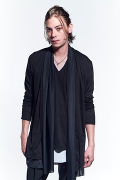 LayeredCardigan カーディガン BEA TENJIKU+TetKnit / Black&Black 【kiryuyrik】