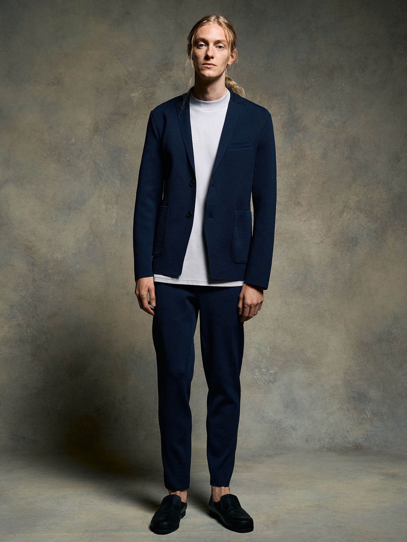 【予約品 9月23日(火) 締切】function knit easy slacks (jacquard check) / ファンクションニットイージースラックス (ジャガードチェック) / ネイビーチェック