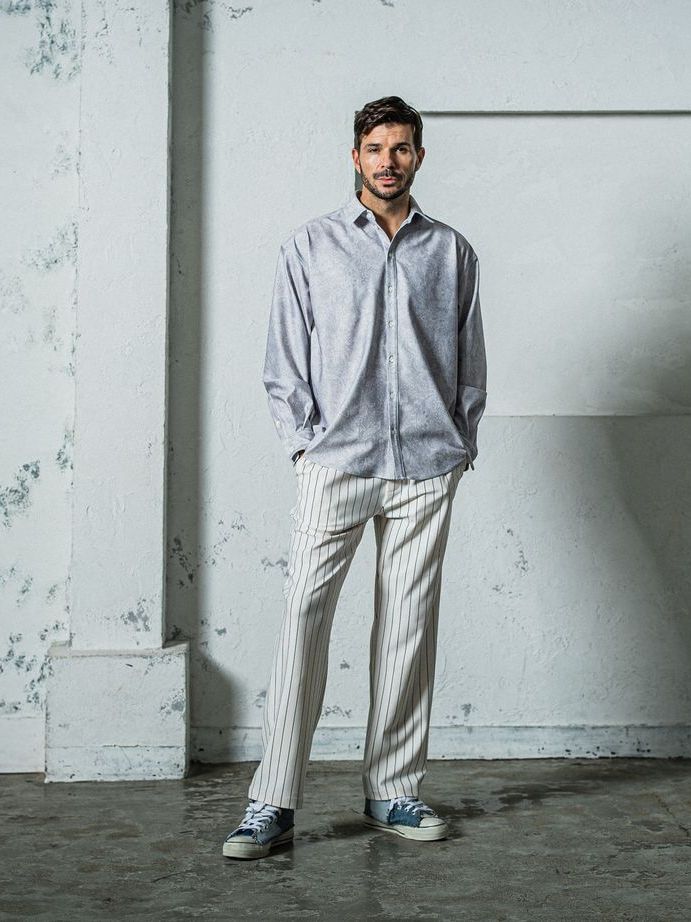 NYLON jack shirts / ナイロンシャツ / ペイズリーグレー