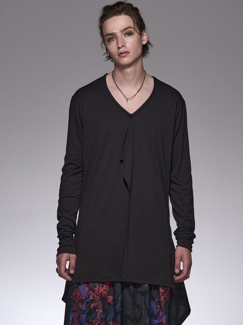 《予約品6/17締め》 FrillFlareV-NeckT / フレアVネックTシャツ / ブラック