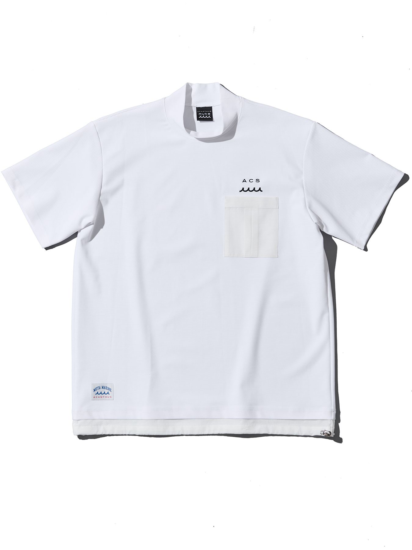 【予約品 10月9日(木) 締切】muta Mesh Mockneck S-S Top / モックネックTシャツ / ホワイト【Acanthus × muta MARINE】