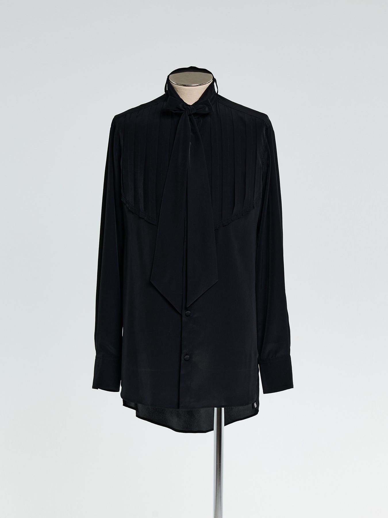 【予約品 10月26日(日) 締切】Pin Tuck Ribbon Shirt / ピンタックリボンシャツ / ブラック