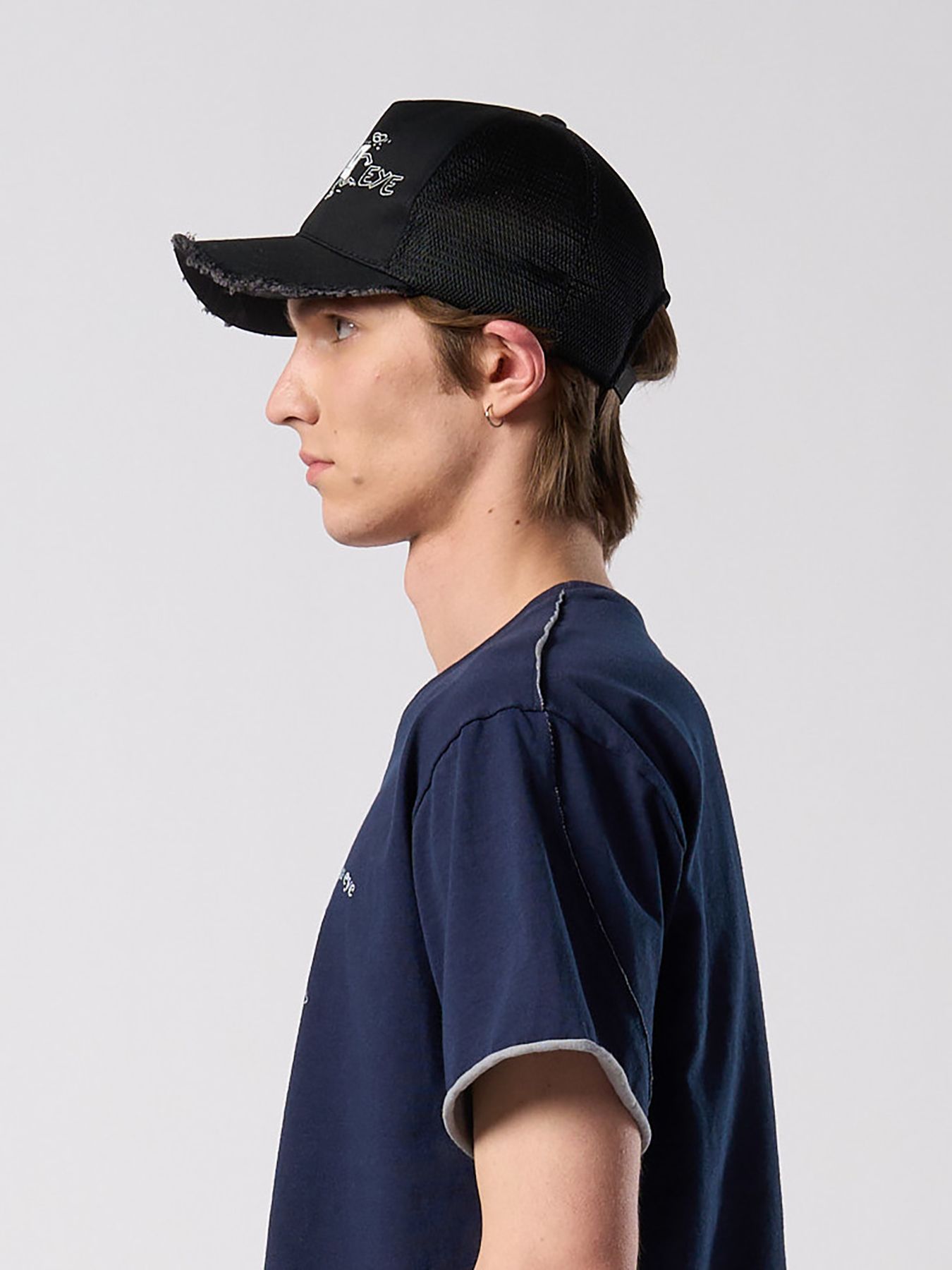 【予約品 4月19日(日) 18時締切】Ohta Design × wjk collaboration："panic" cut-off mesh cap / "panic" カットオフ メッシュキャップ / ブラック