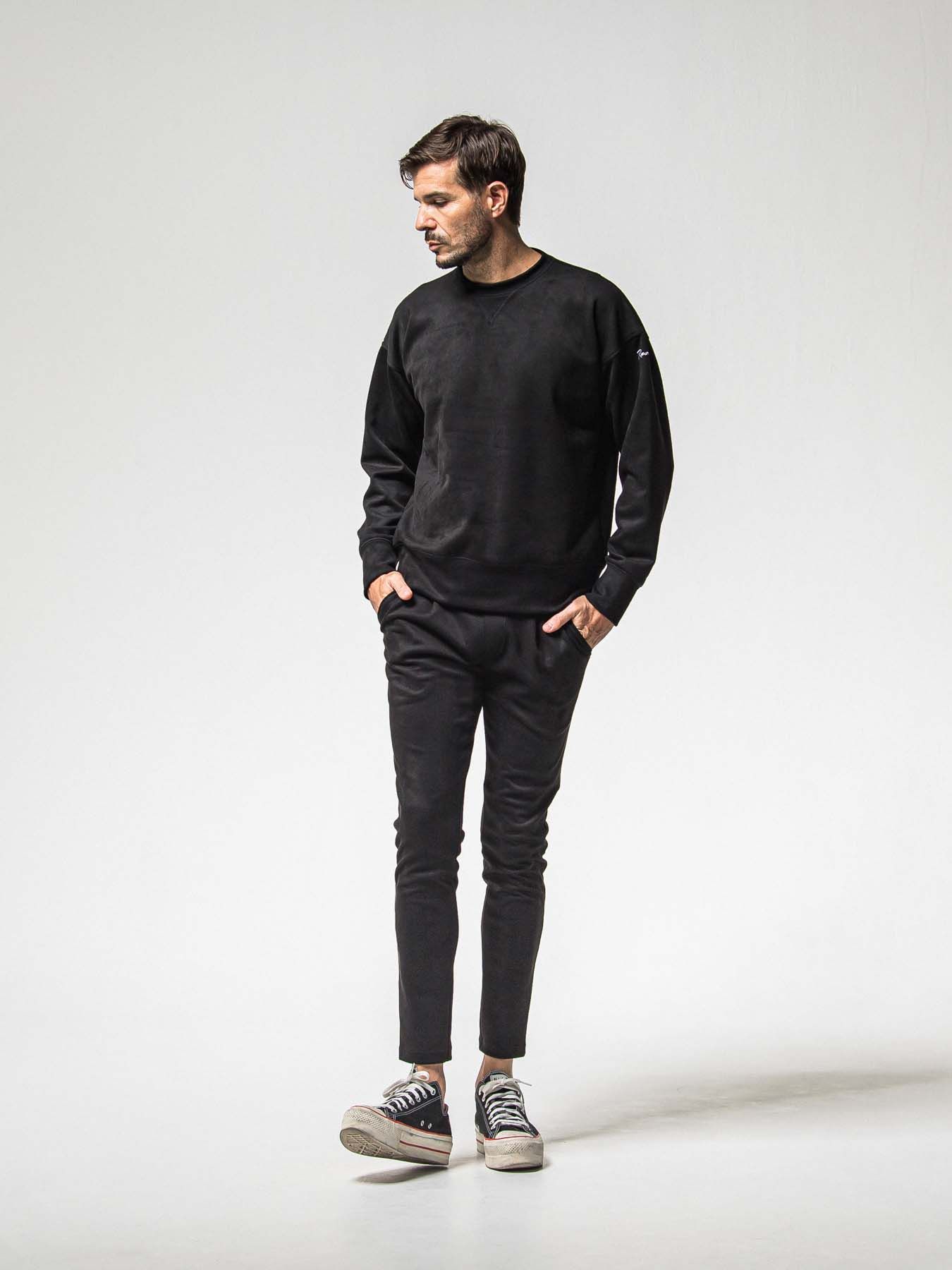 【予約品 8月31日(日) 締切】CHRIS EASY SUEDE TUCK PANTS / クリス イージー スウェードタックパンツ / ブラック