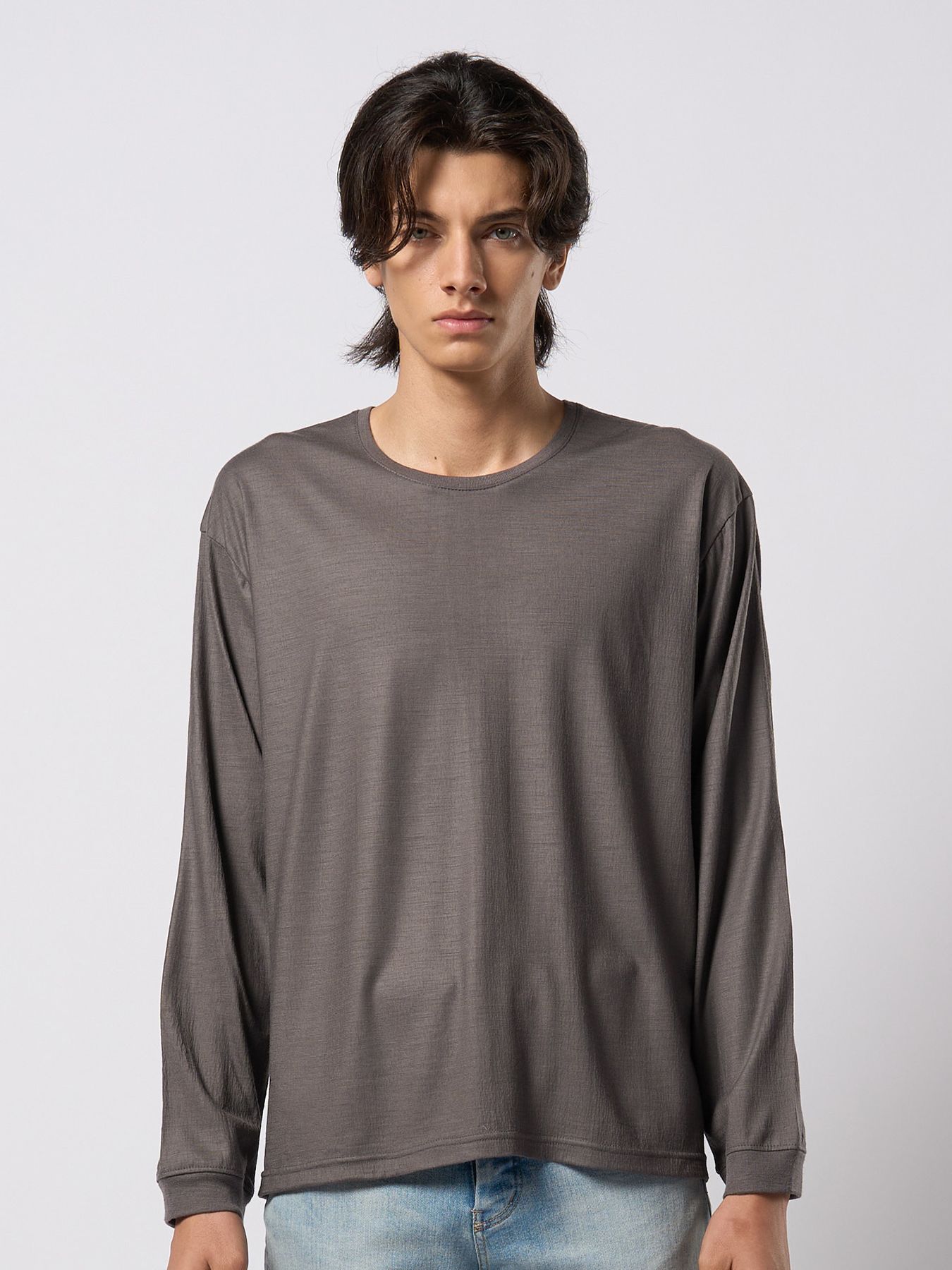 【予約品 9月23日(火) 締切】ex.comfy wool L/S / エクスコンフィーウール ロングスリーブ / スチールグレー