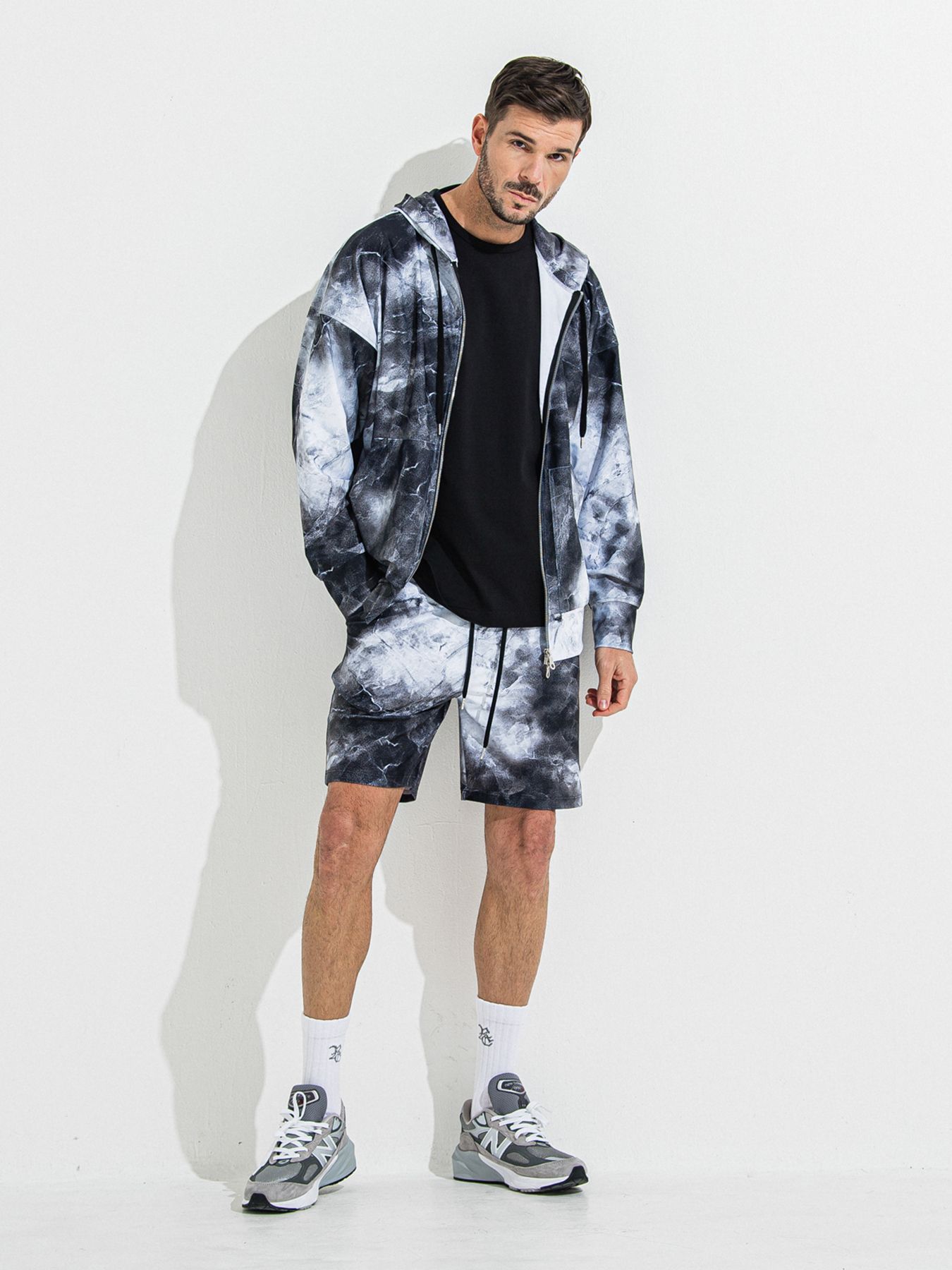 【予約品 】RASH SHORTS / ラッシュガード ショーツ / マーブルブラック