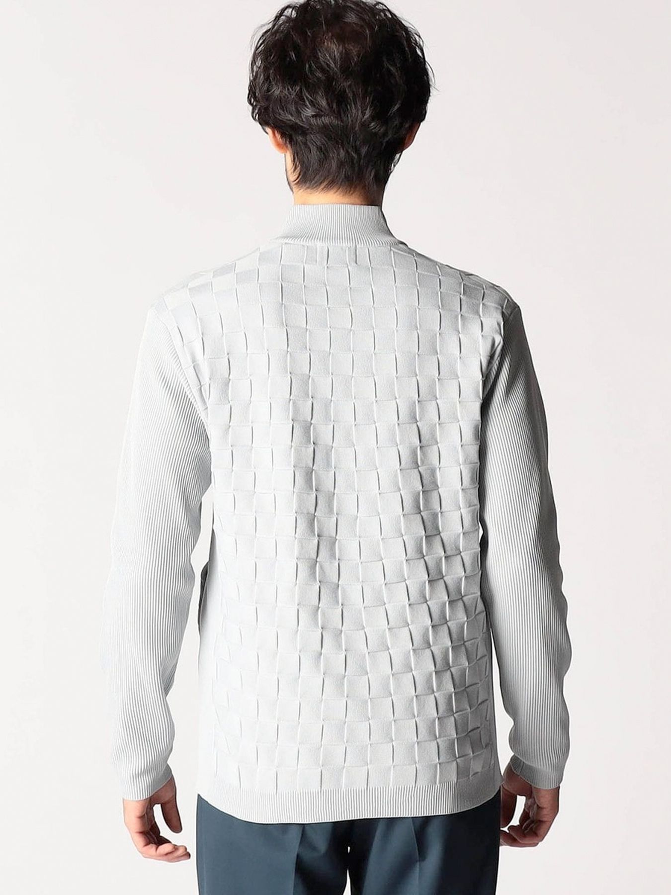 ブロックチェックニットブルゾン / ブラック 【NICOLE CLUB FOR MEN】