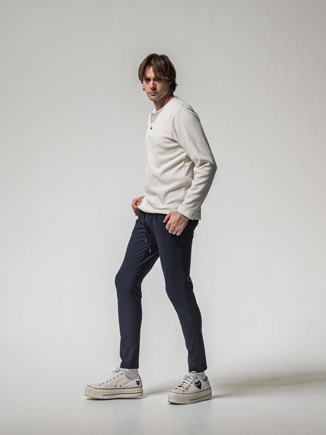 【予約品 8月31日(日) 締切】VELOURS FLEECE THERMAL HENRY / ベロアフリース サーマル ヘンリーネック / ホワイト