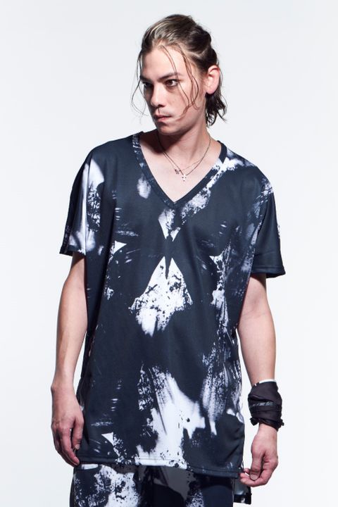 《予約品》 FrenchSleevesT-Shirts Tシャツ InkJetPrintJersey / Black&Grey 【kiryuyrik】 5月入荷予定