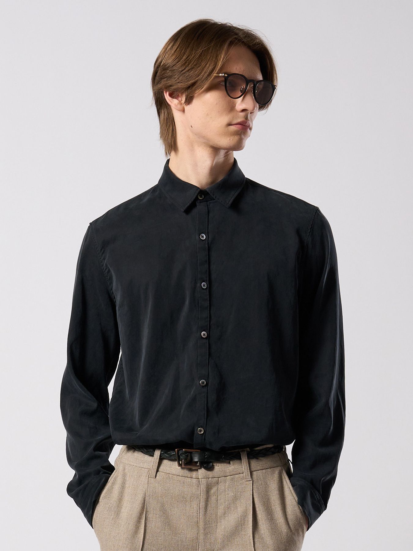 【予約品 4月19日(日) 18時締切】cupuro fibril dress shirt / キュプラフィブリル ドレスシャツ / フェードブラック