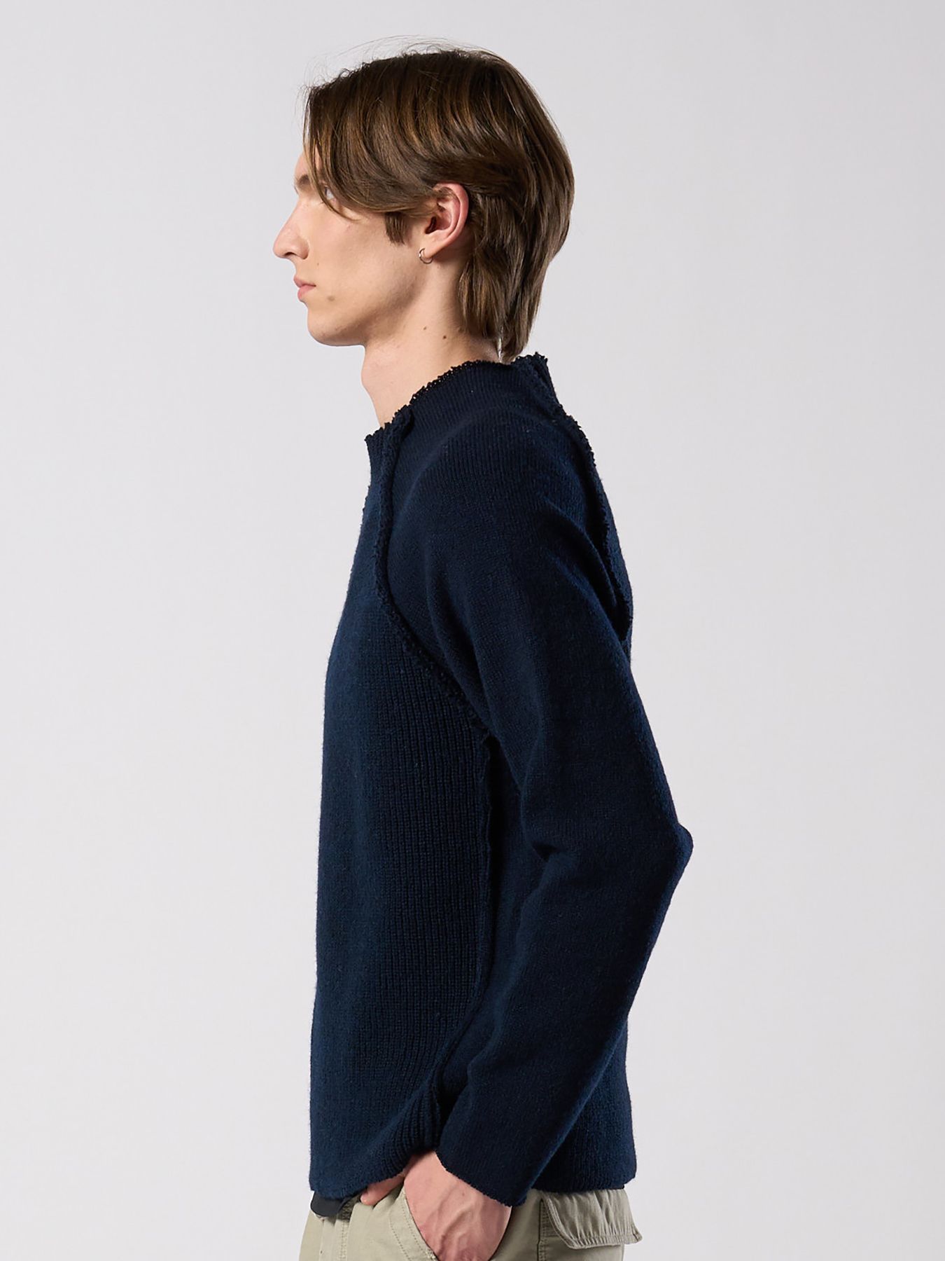 【予約品 4月19日(日) 18時締切】lomond×powder line high-neck knit / ライン ハイネックニット / ネイビー