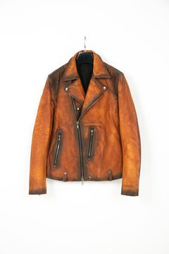 HI-FLYER フルタンニン鞣し ジャパンカーフ スキン 燃焼製品染め ダブルライダース SUNBURST 【STRUM】