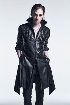 《予約品》 PinTuckLeatherFlareShirts CowLeather / Black 【kiryuyrik】 9月入荷予定
