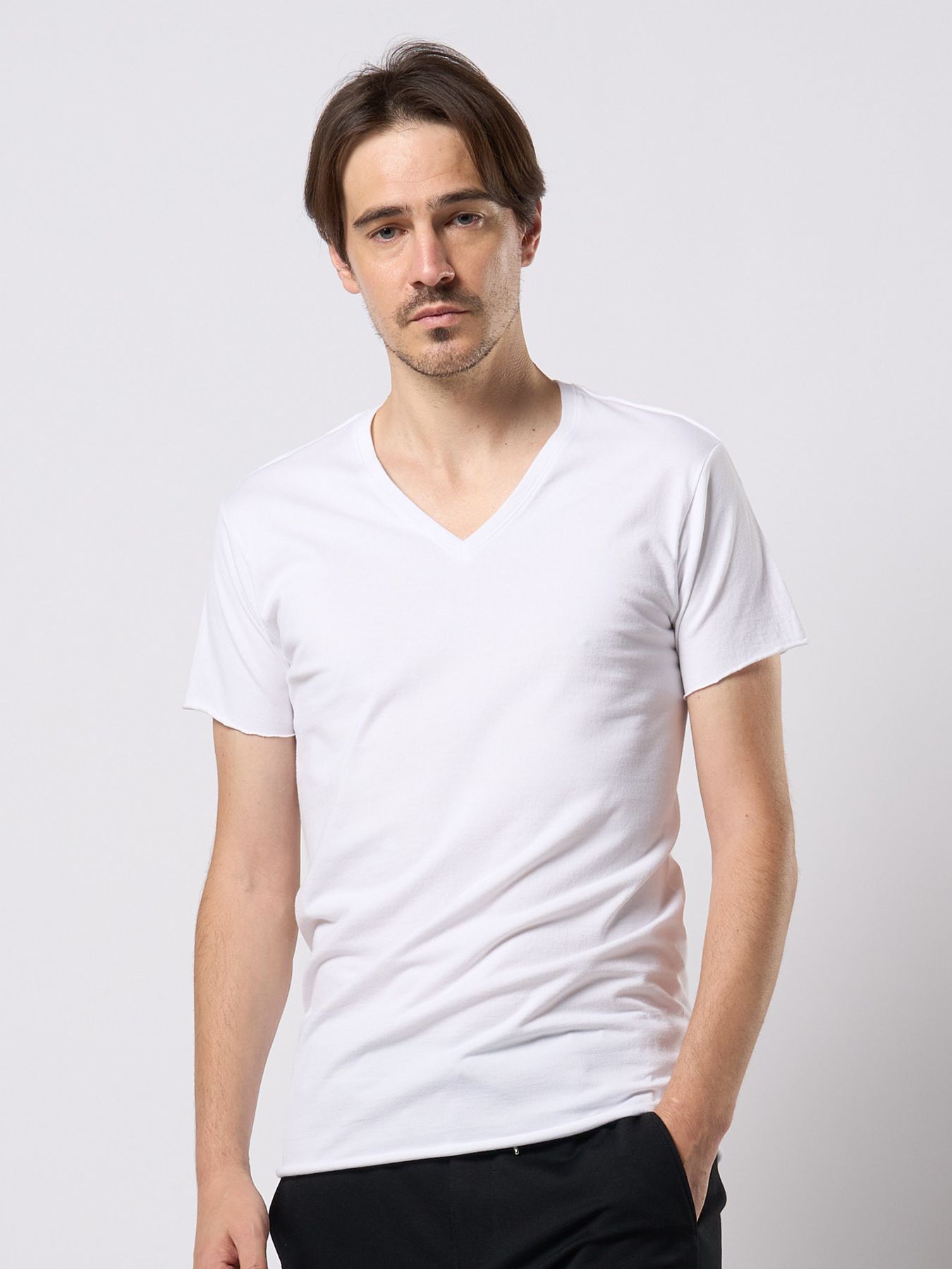 【予約品 9月23日(火) 締切】cut-off V-neck S/S / カットオフ Vネック ショートスリーブ / ホワイト