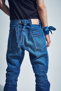 12.5oz オーガニックコットン ストレッチデニム ボックスワイドストレート ユーズド加工 / INDIGO 【STRUM】