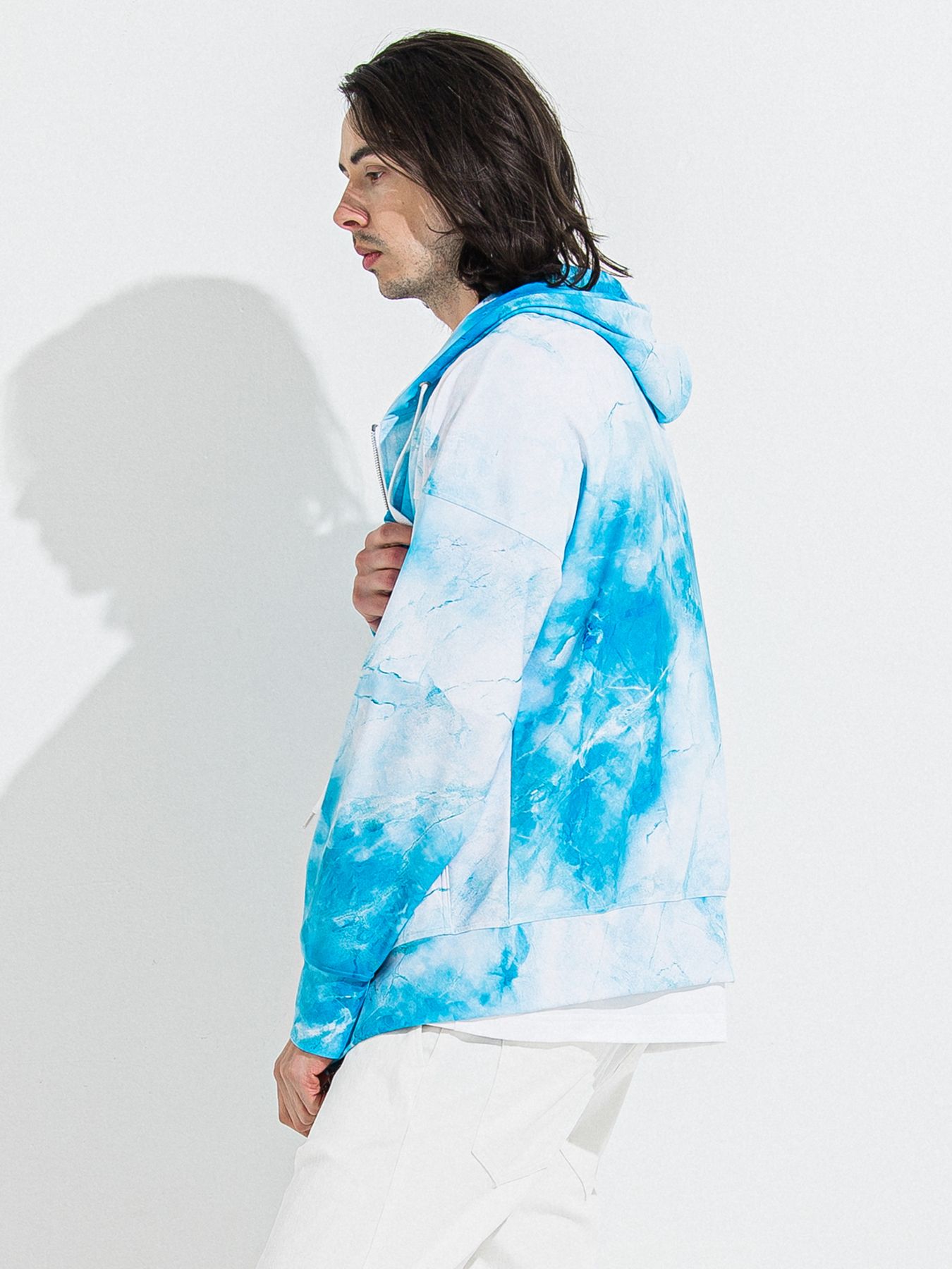 【予約品 】RASH OVER ZIPUP HOODIE / ラッシュガード オーバーサイズジップアップパーカー / マーブルブルー