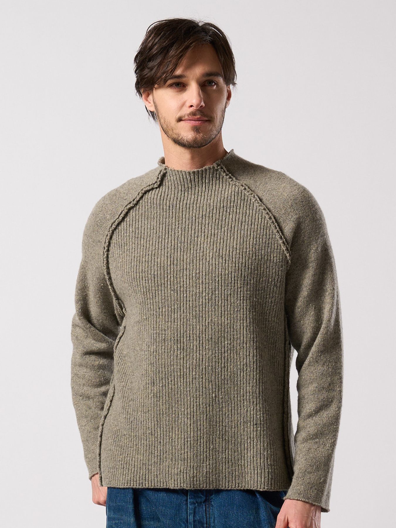 【予約品 4月19日(日) 18時締切】lomond×powder line high-neck knit / ライン ハイネックニット / グレー