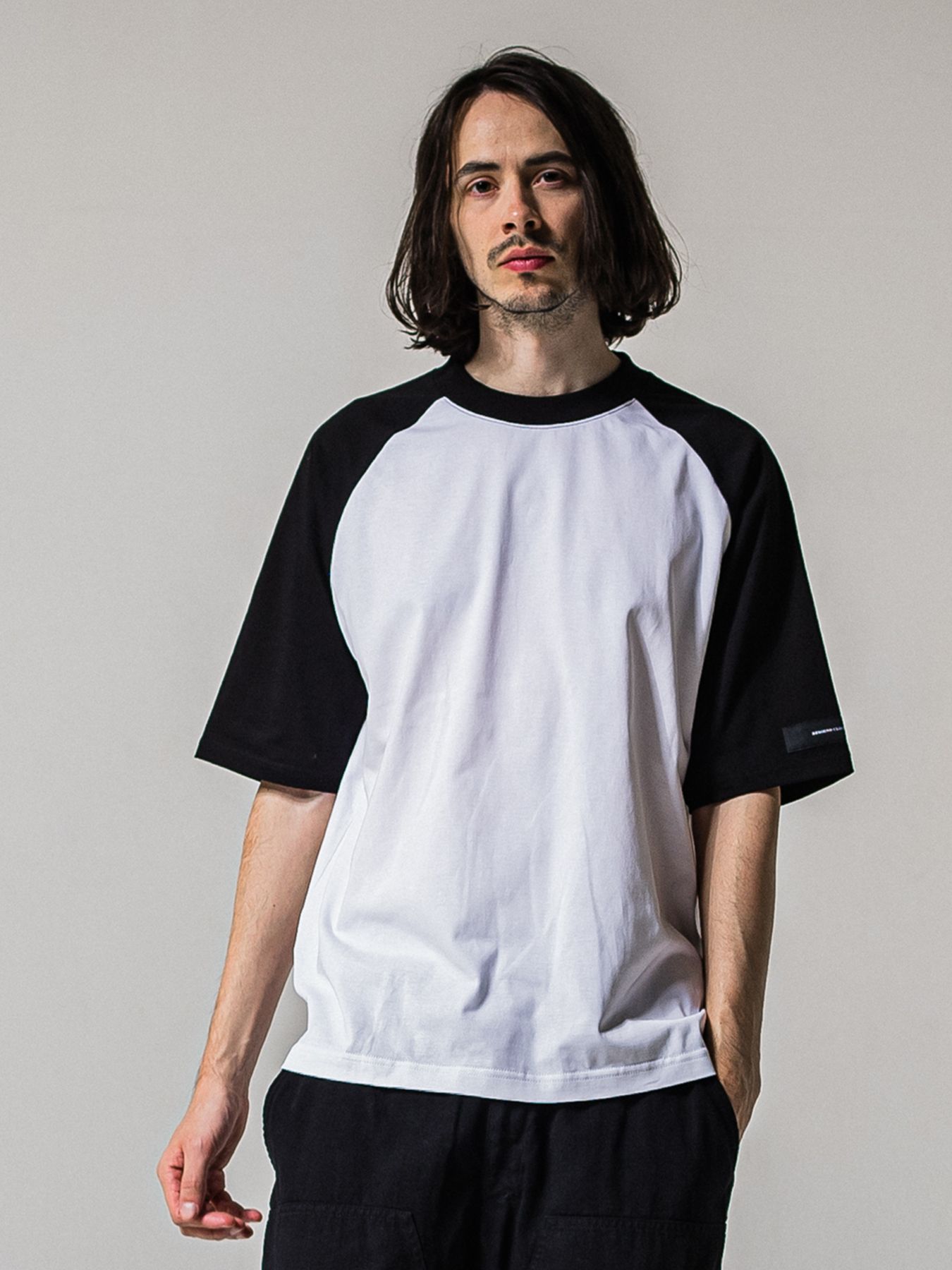 BACK RC RAGLAN OVER TEE / バックロゴ ラグランスリーブ オーバーTシャツ / ホワイト×ブラック