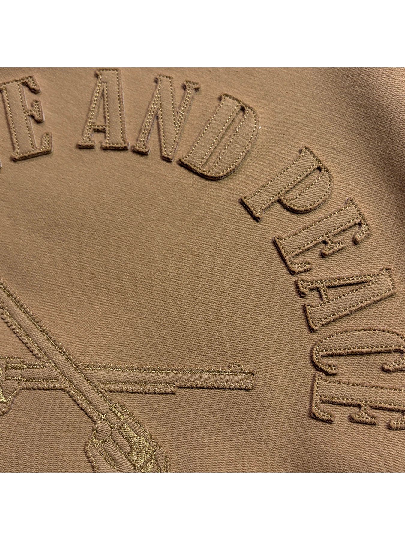 【予約品 3月9日(月) 18:00 締切】RAZORCUT EMB SWEAT / レザーカット クロスガン アップリケ スウェット / ベージュ