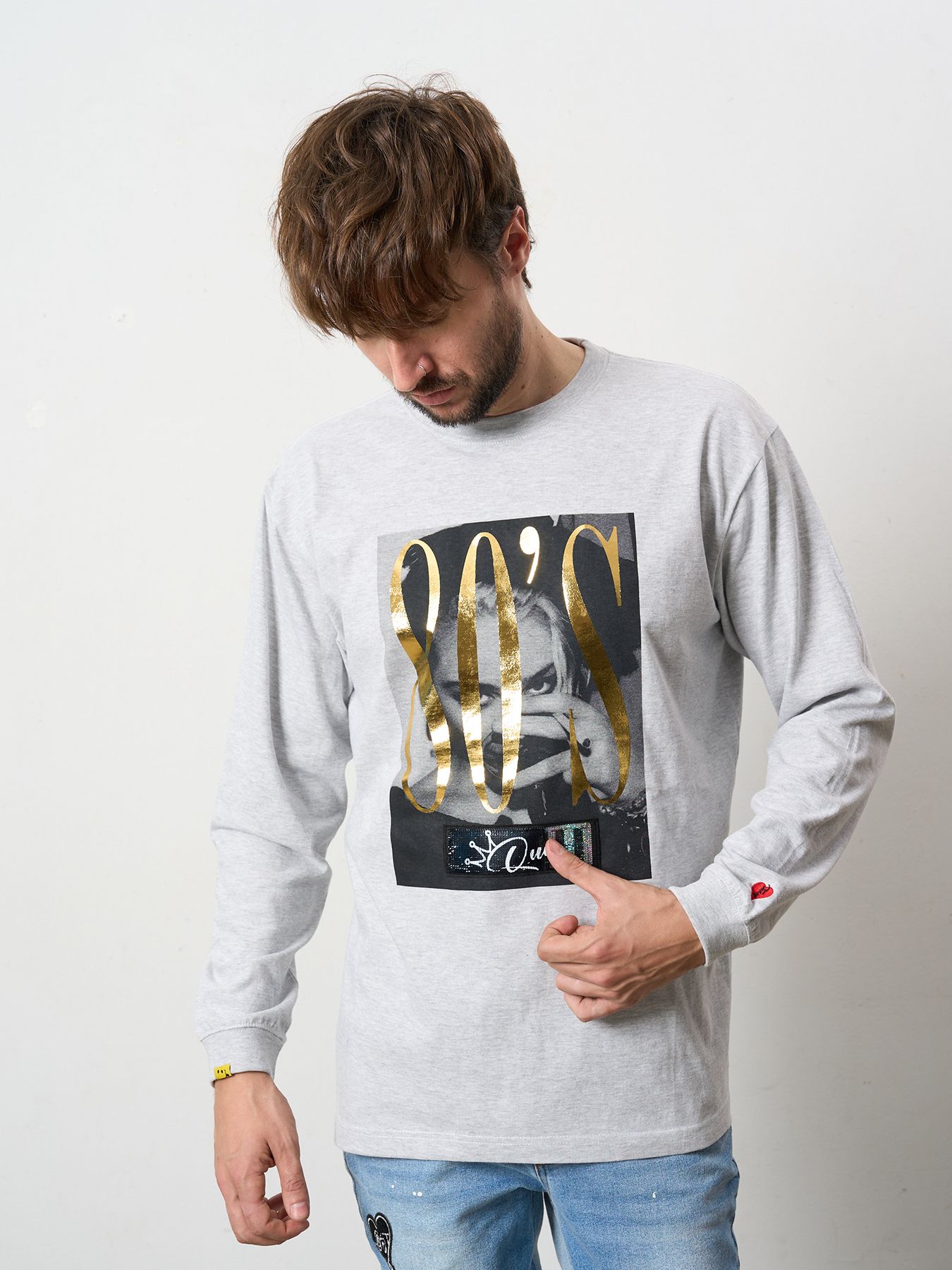 【予約品 5月8日(木) AM10時 締切】 5.6ozコットン天竺 80S QUEEN シークインLS Tシャツ / アッシュ