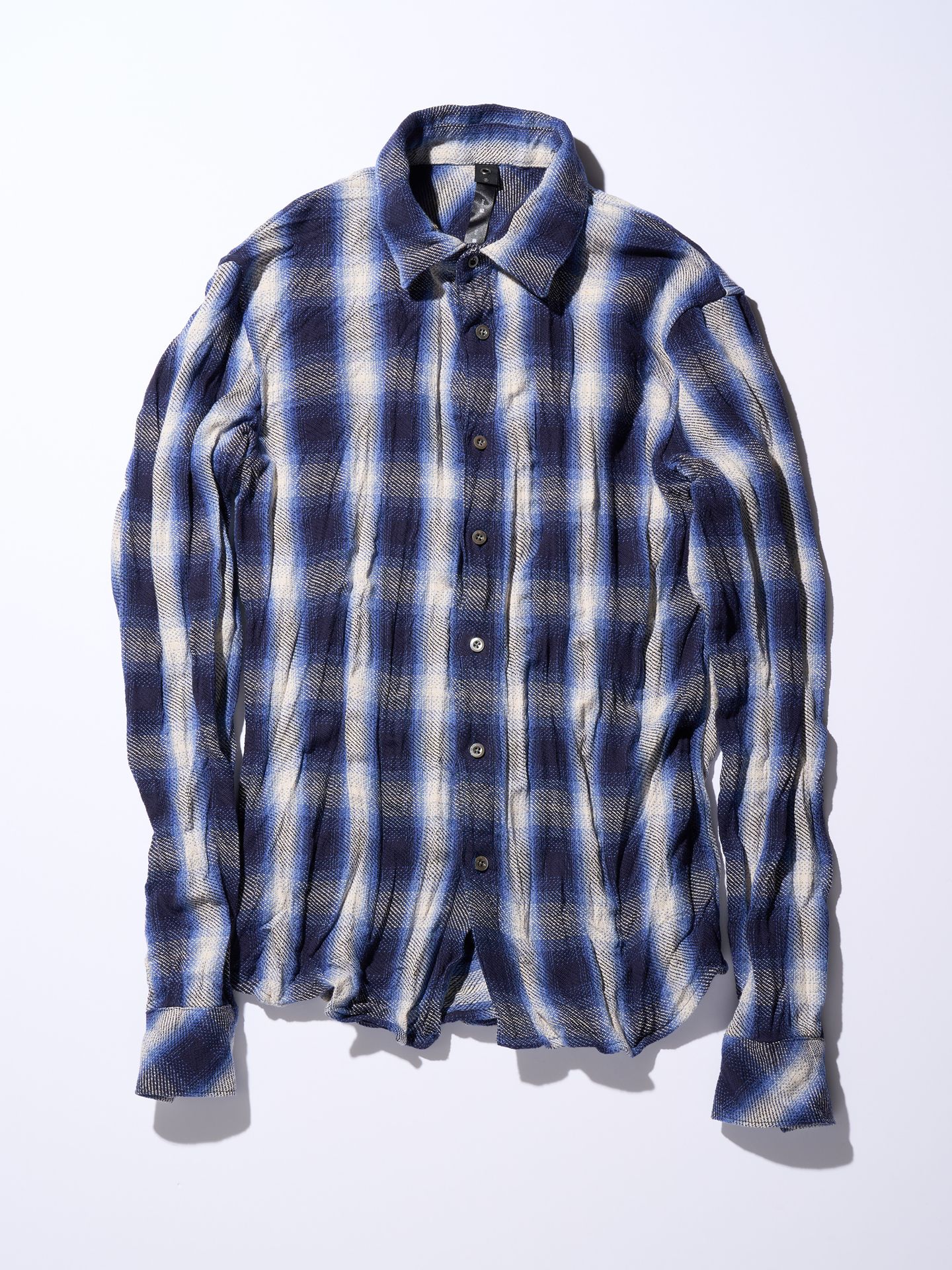 【予約品】 twist wrinkle check / シャツ / ブルー