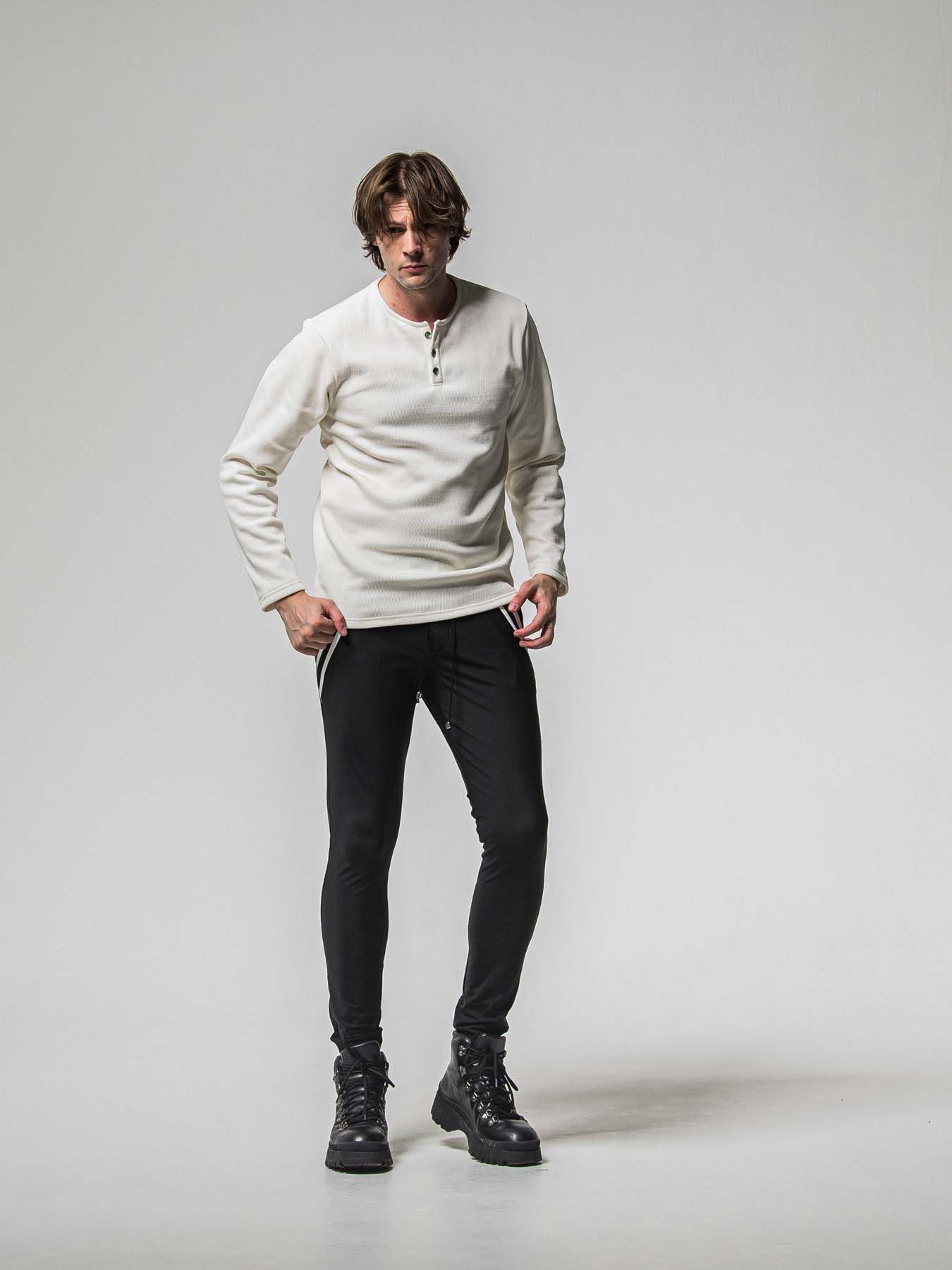 【予約品 8月31日(日) 締切】VELOURS FLEECE THERMAL HENRY / ベロアフリース サーマル ヘンリーネック / ホワイト