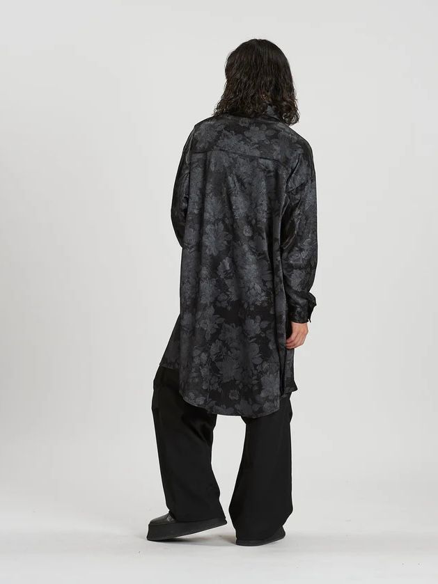 モディファイBIG-シャツ 花柄ストールロングシャツ