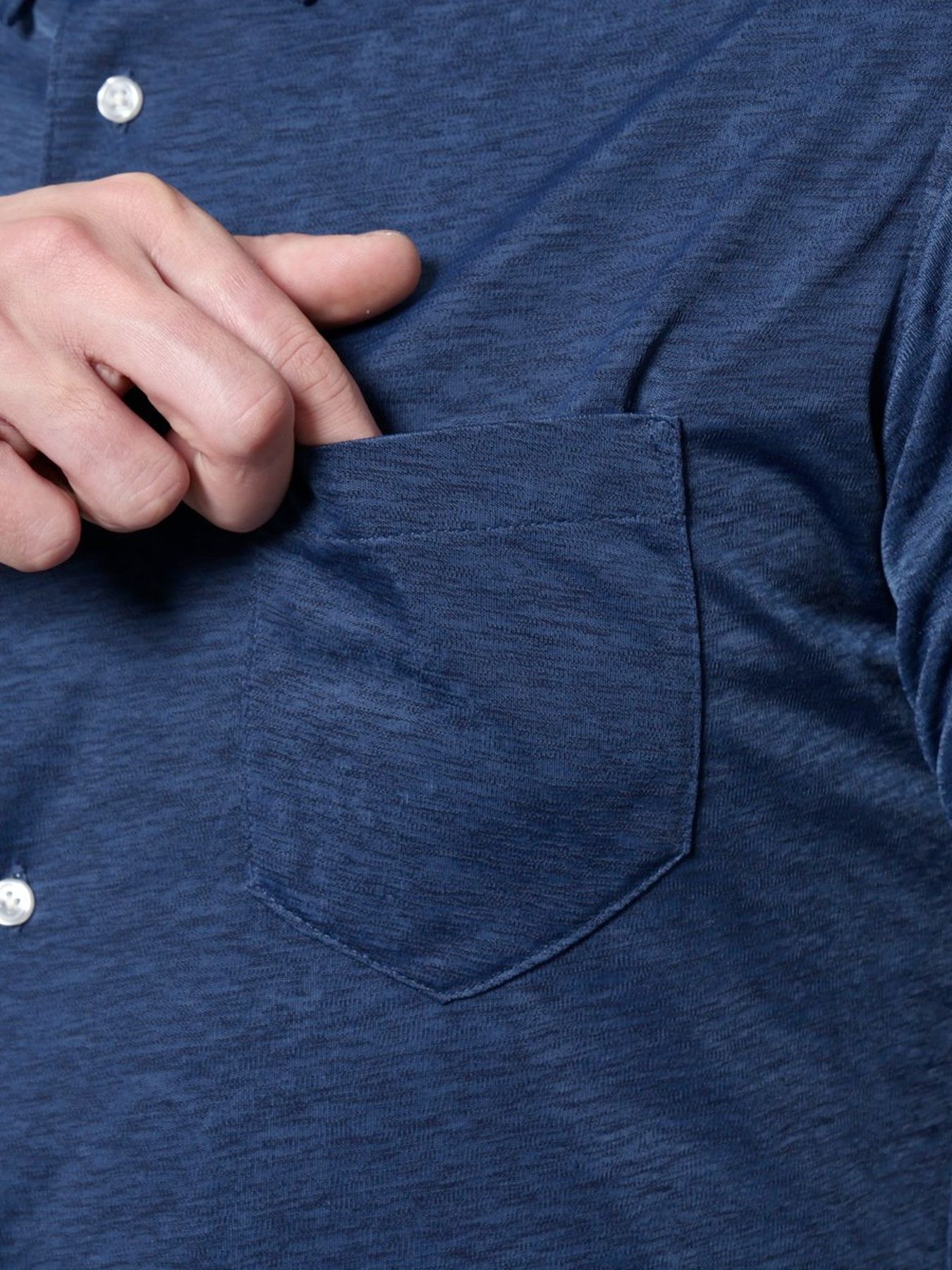 シャリトロメランジジャージー ショートレギュラーシャツ / サックス 【HIDEAWAYS NICOLE】