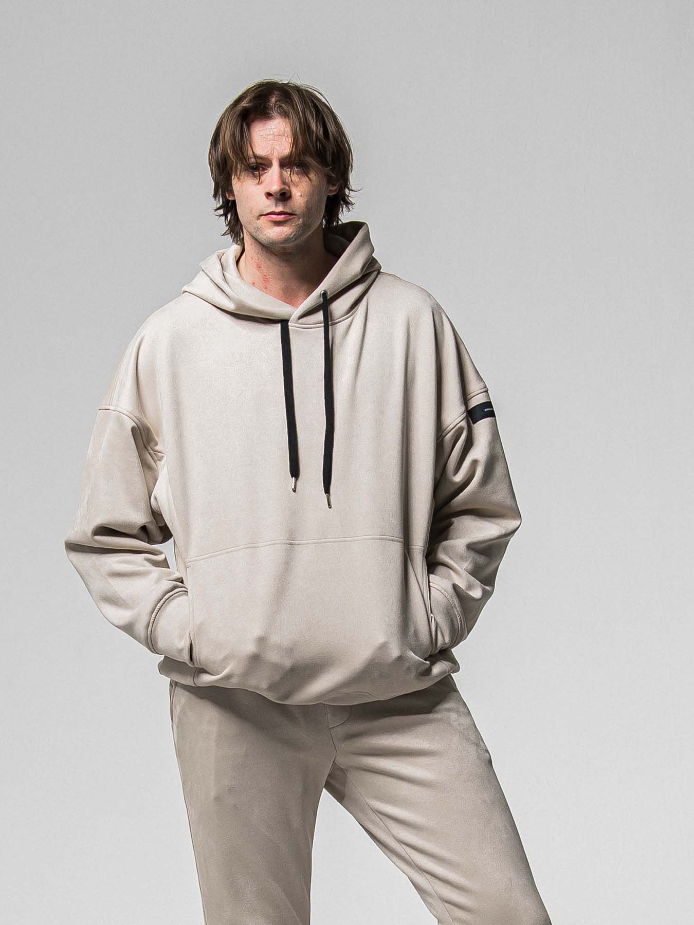 【予約品 8月31日(日) 締切】SUEDE LOOSE HOODIE / スウェード ルーズフーディ / グレージュ
