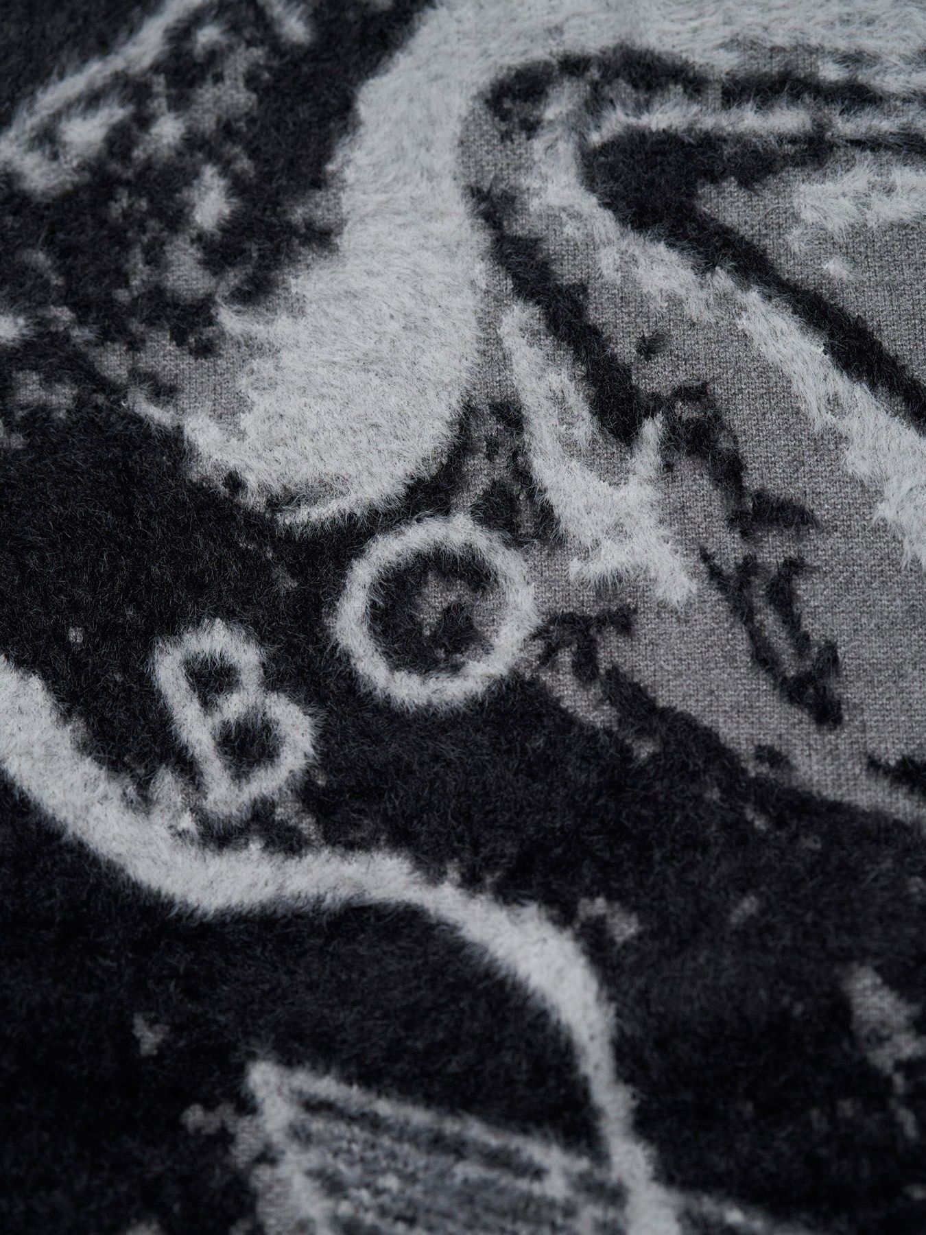 BOY MONOTONE SHAGGY JACQUARD KNIT / ジャガードニット / ブラック
