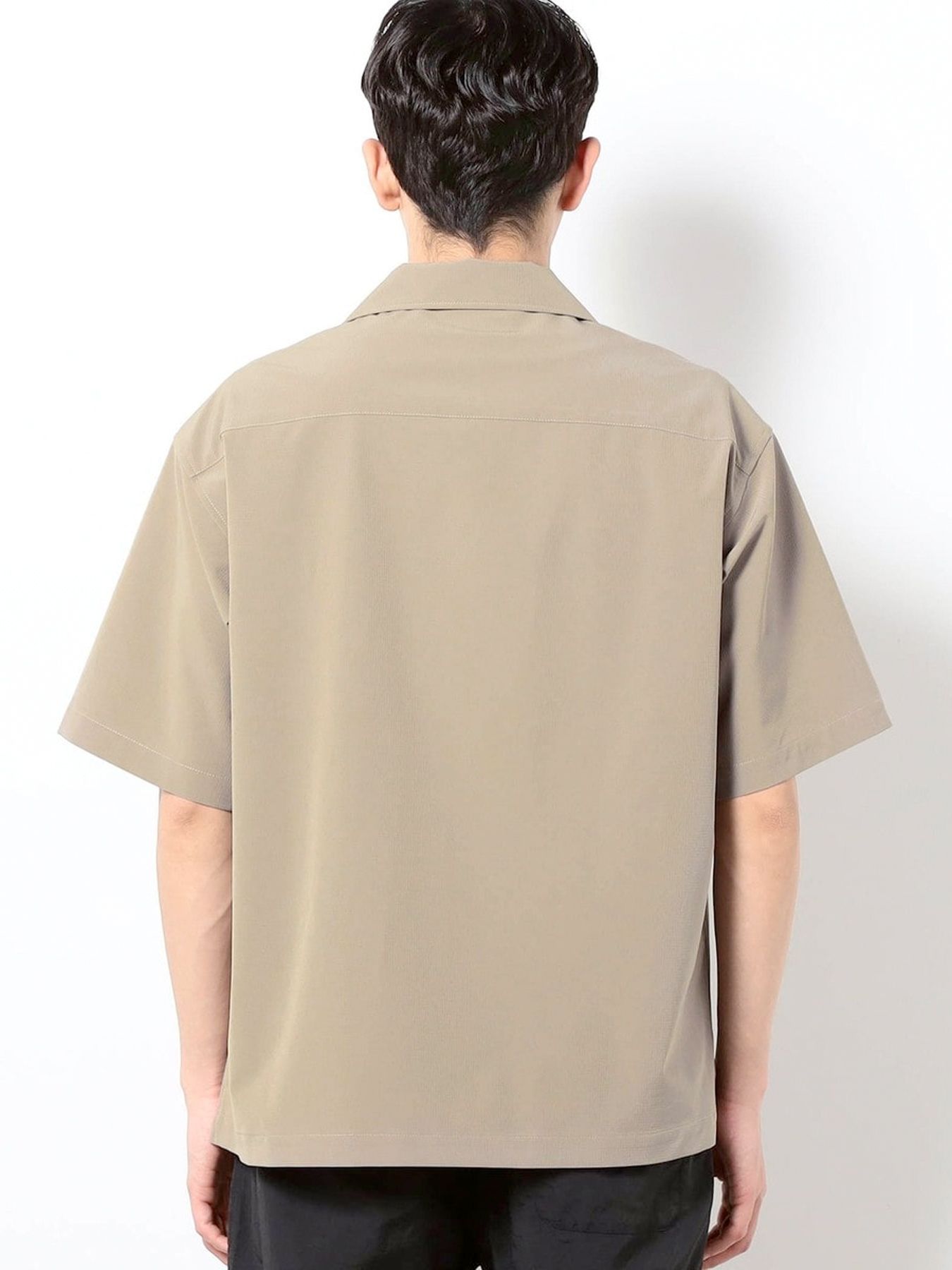 ストレッチリップ オープンカラーシャツ / ベージュ【Grand PARK NICOLE】