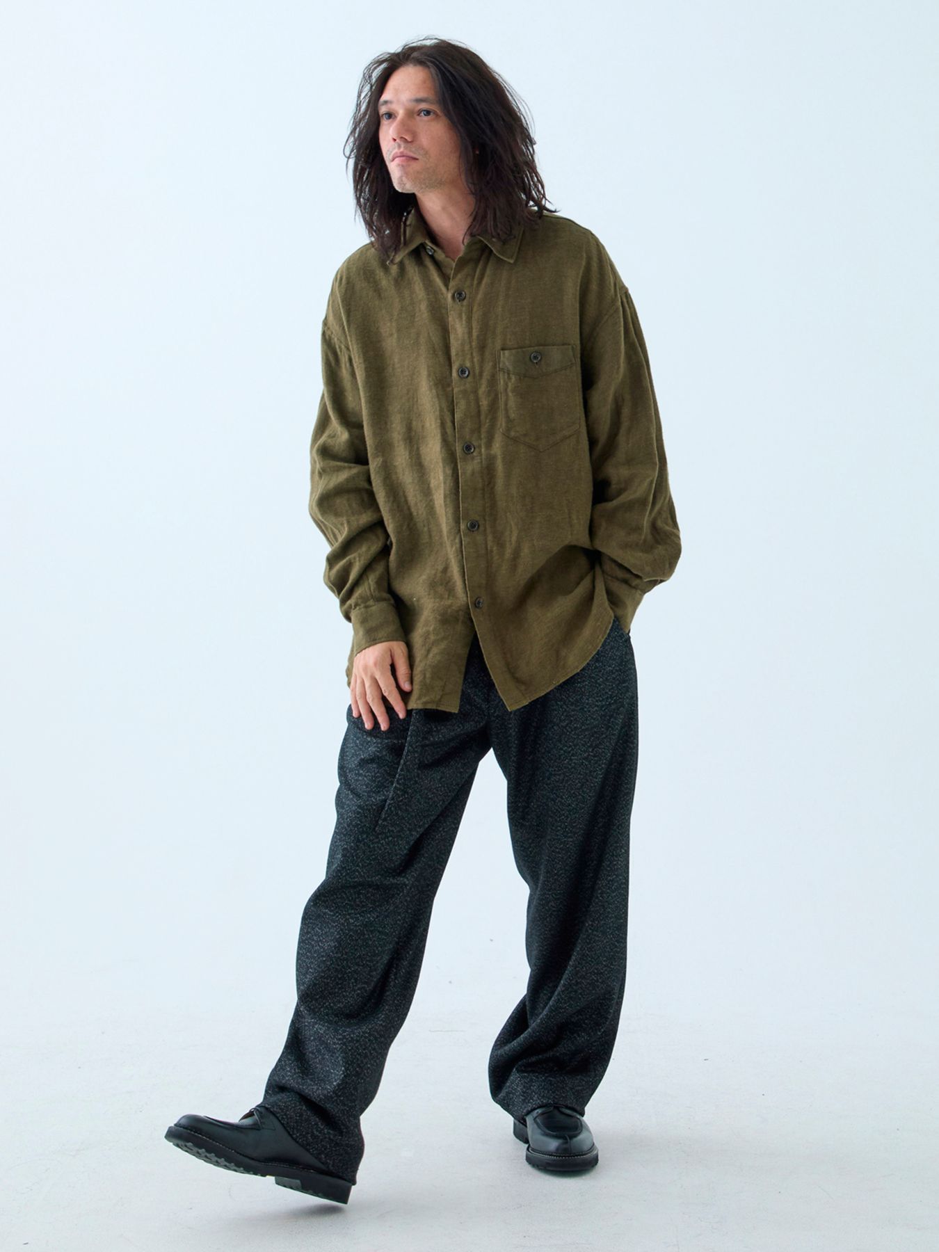 【予約品 5月7日(水)AM10時  締切】Brushlinen / リネンシャツ / オリーブドラブ