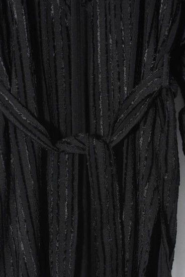 Cut Jacquard Striped Long Shirt Gown / BLACK 【ys Yuji SUGENO】
