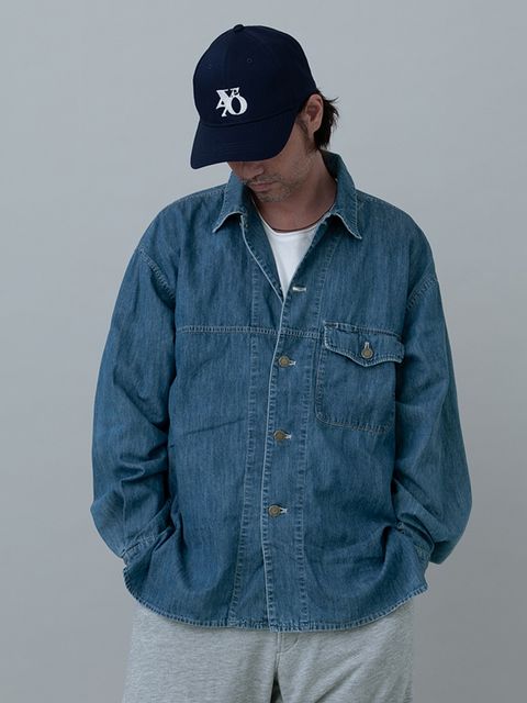 【予約品 】90sDENIMSHIRTS used / ユーズドデニムオーバーシャツ / INDIGO×L.GRAY