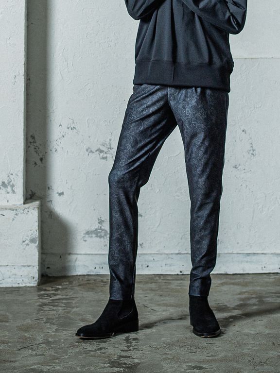 《予約11月17日19時締め》 CHRIS EASY  TUCK PANTS / イージータックパンツ / ペイズリーブラック