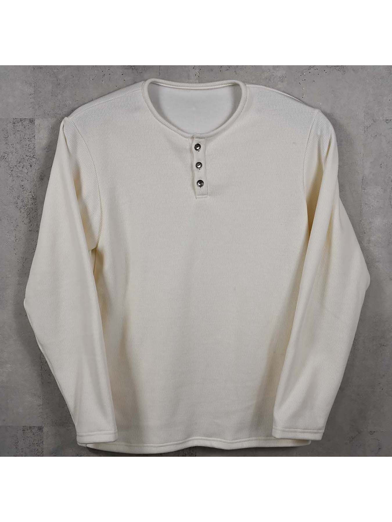【予約品 8月31日(日) 締切】VELOURS FLEECE THERMAL HENRY / ベロアフリース サーマル ヘンリーネック / ホワイト