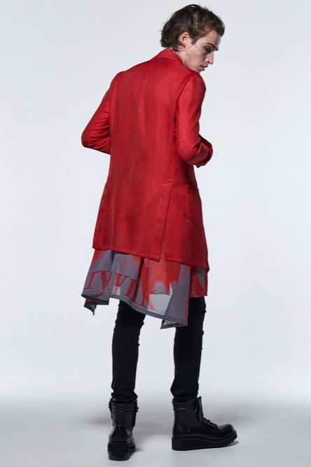 《予約品》 LogoShadowButterflyGC StoalFlareShirt / レッド＆グレー 【kiryuyrik】 2023年3月以降入荷予定