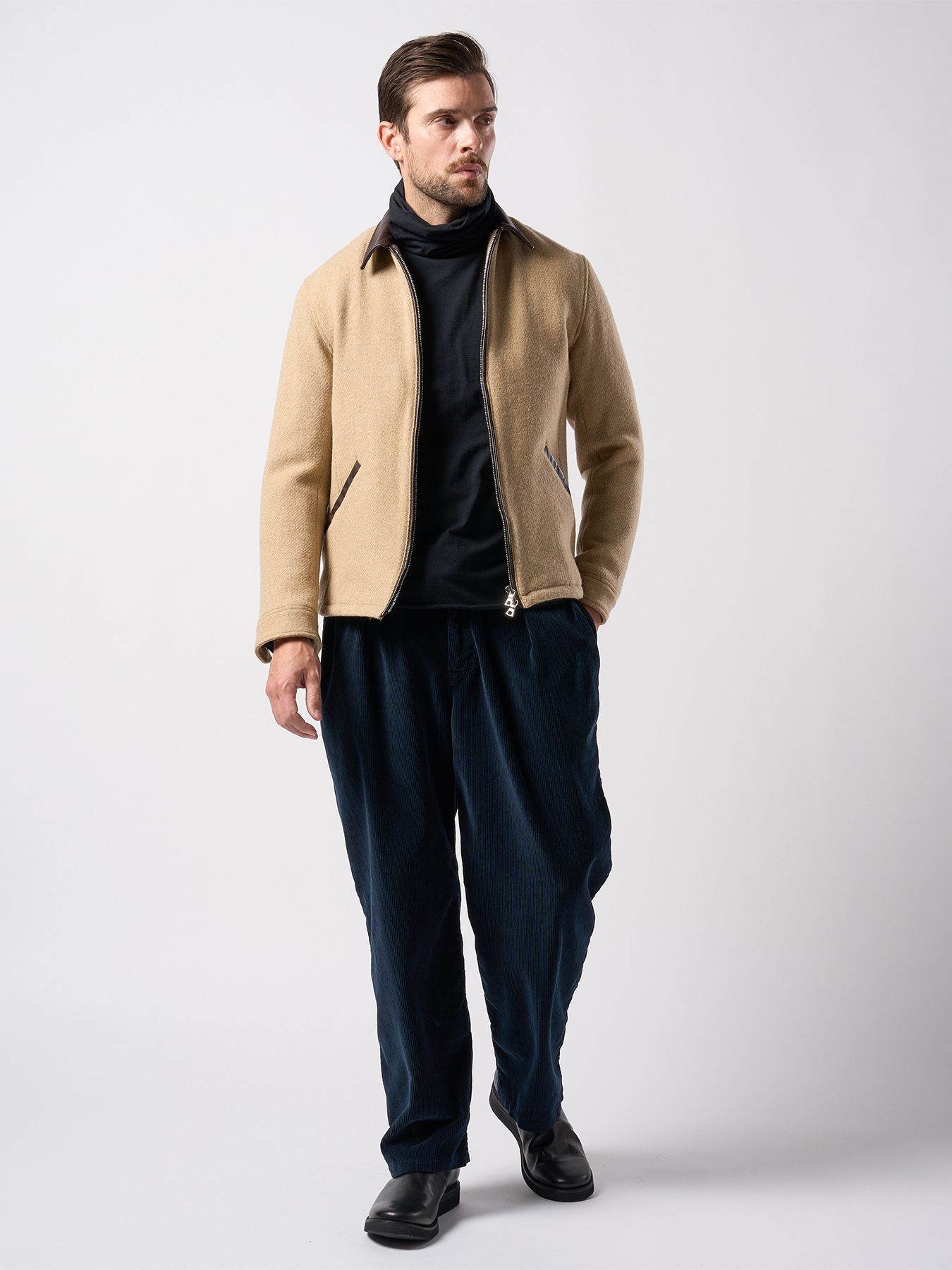 【予約品 】classical tweed zip blouson / クラシックツイード ジップブルゾン / ベージュ