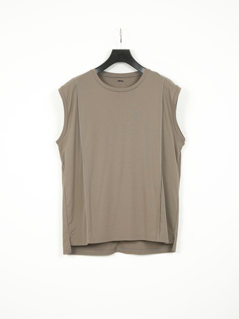 Supima Cotton High Twist Double Jersey Sleeveless Cut&Sew /  ノースリーブ カットソー  / オリーブ